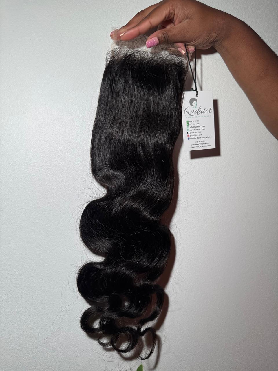 Alt Text Body Wave Closure 20 Inch 5x5 HD Lace Human Hair Closure Natural Black