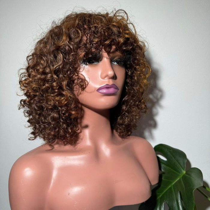 Georgina 02601 Mongolian Bouncy Curls Fringe Wig in Blonde with 150% Density