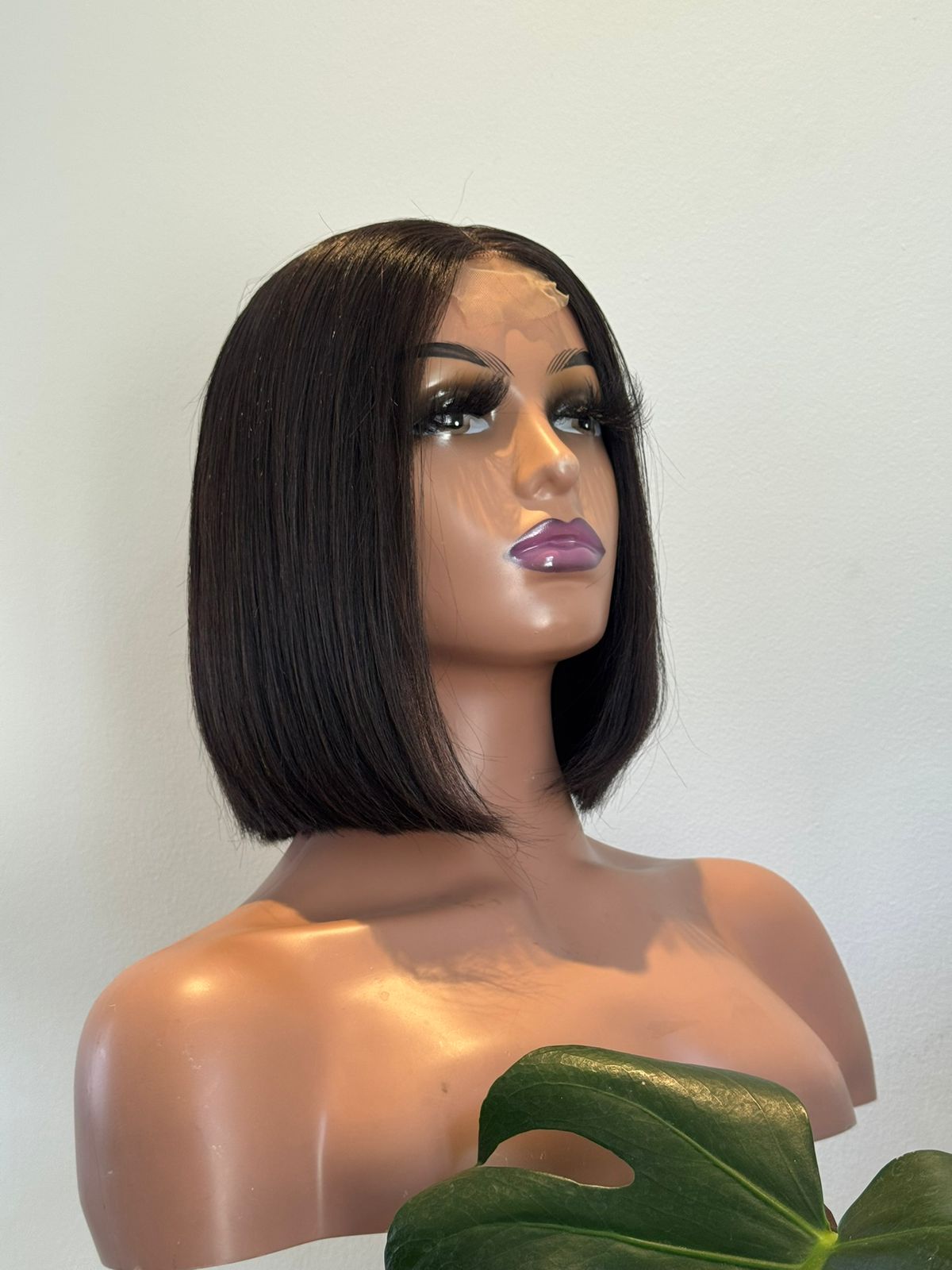 Gina 0202 Bone Straight Transparent Lace Unit in Natural Black featuring 220% density and 2x6 transparent lace