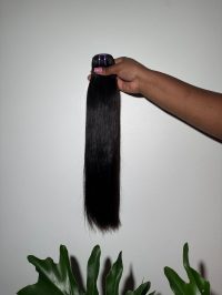 Anastacia Weft 16 Inch Super Bone Straight Human Hair Extensions in Natural Black